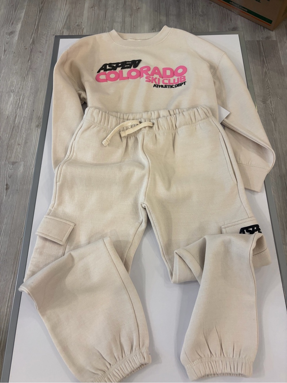 Vintage Havana Kids Cream Sweatshirt & Jogger Set with Pink Colorado Logo